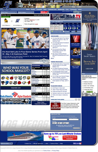 Las Vegas 51s Baseball Home Page Screen Capture