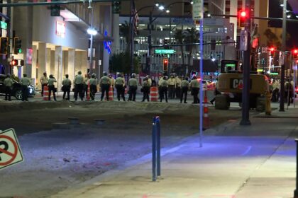 Woman shares experience with police during Downtown Las Vegas protest
