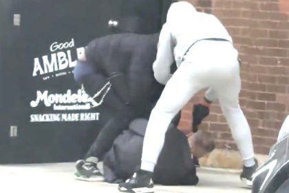 Violent armed robbery caught on video outside Mondelēz headquarters in West Loop