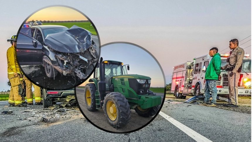 Suspected DUI driver crashes into tractor 'the size of a small house', Fresno CHP says