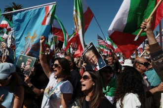 Thousands rally in Westwood as U.S.-Iran war escalates, calling for a 'free Iran'