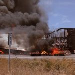 Fiery crash causes traffic backups on I-40 east of Barstow