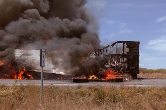 Fiery crash causes traffic backups on I-40 east of Barstow